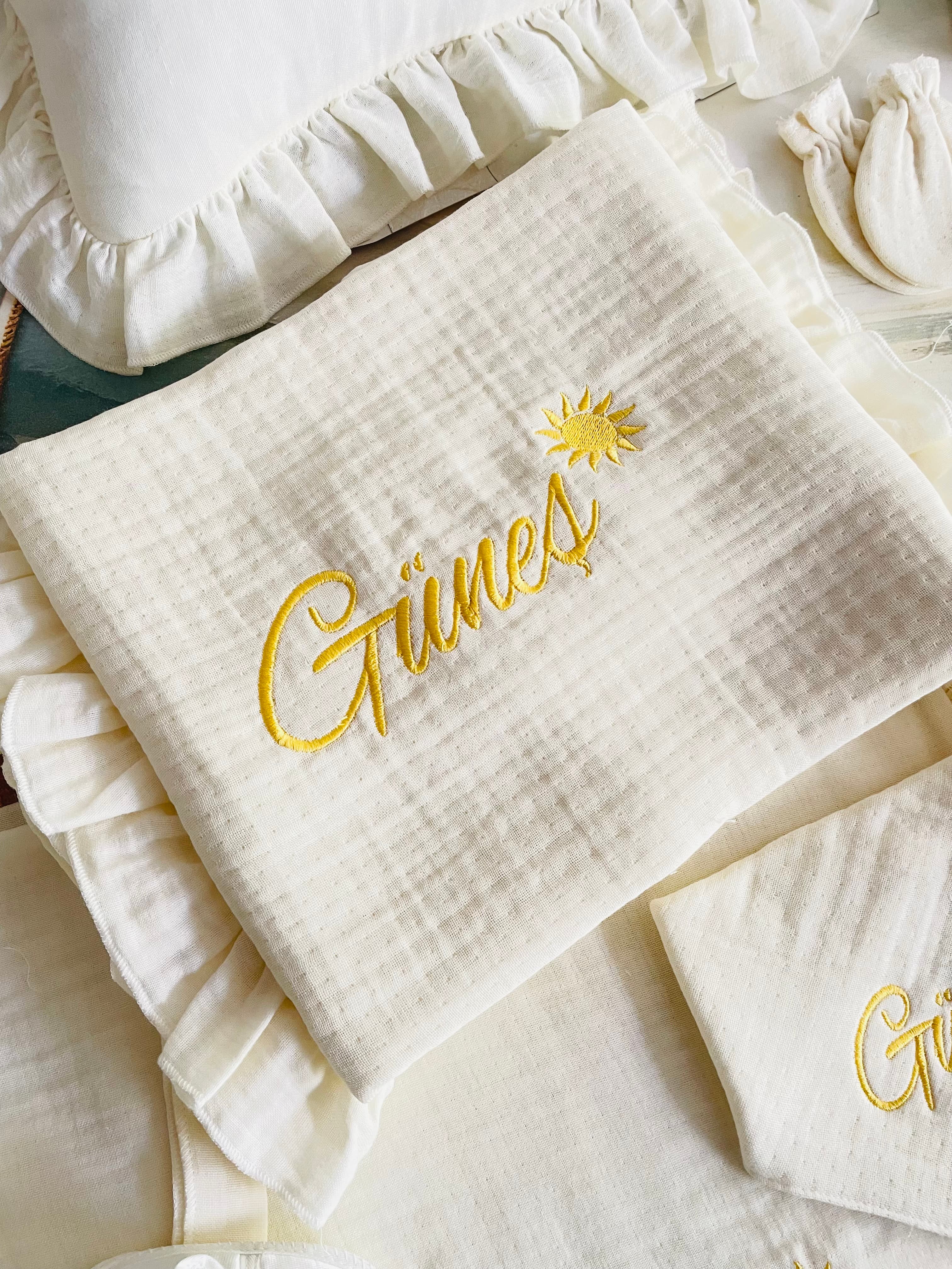 Güneş desenli müslin set görsel 2