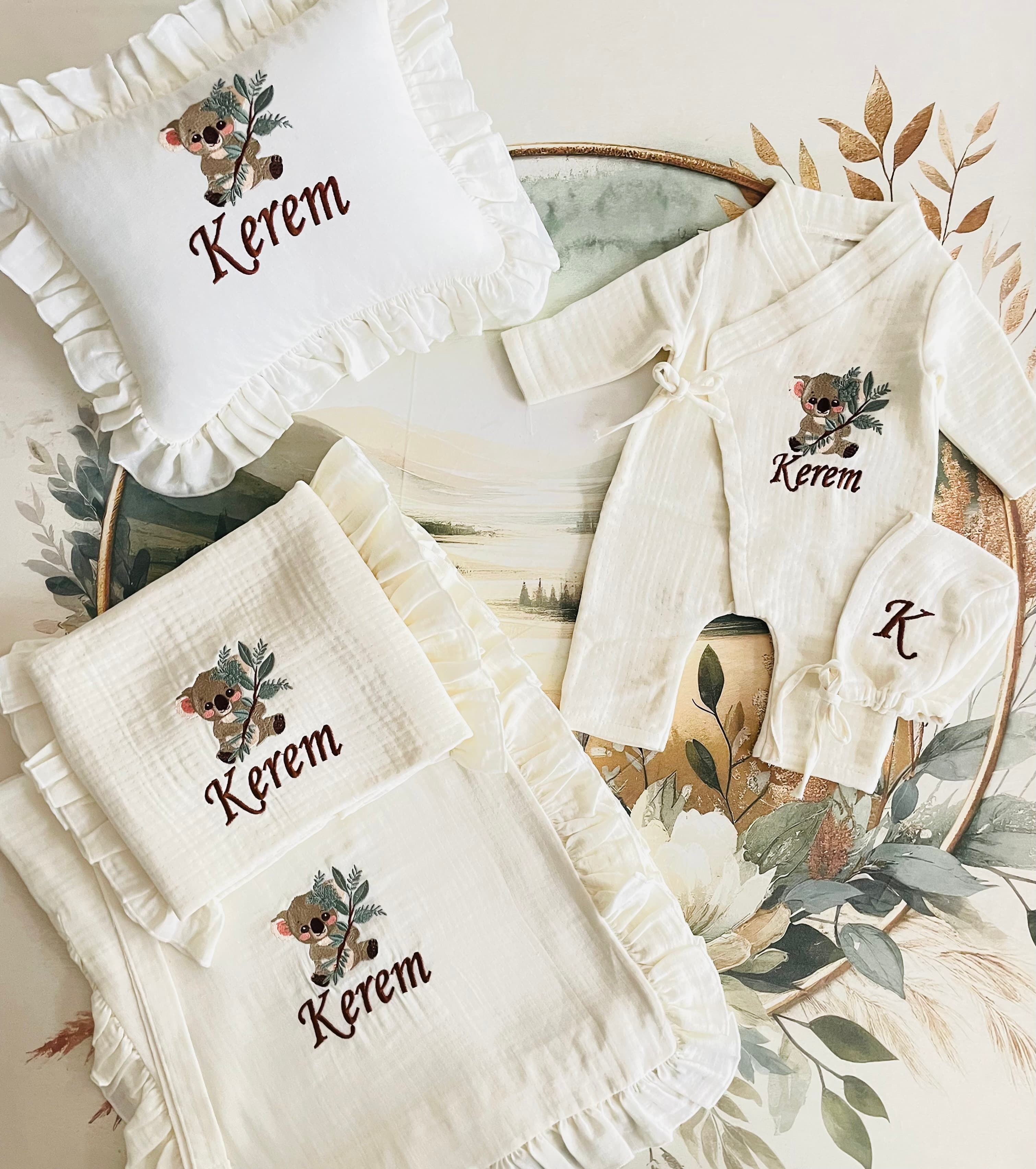 Koala desenli müslin set görsel 4